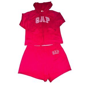 GAP Hot Pink Zip-Up Hoodie & Shorts Set Size Large Athletic Preppy Y2K Barbie